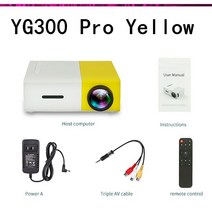 LEJIADA YG300 프로 LED 미니 Protable 800 루멘 지원 1080P 풀 HD 재생 HDMI USB 홈 시어터 영화 프로젝터, 01 Yellow_02 미국 플러그