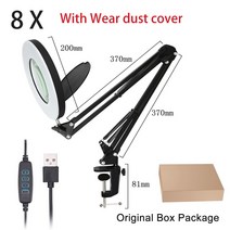 작업용 스탠드돋보기 조도 조절이 가능 조명 5X 8X 확대경 램프 LED 돋보기 접이식 USB 백라이트, 02 with box_01 8X