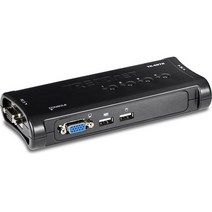 TRENDnet 4포트 USB KVM 스위치 키트 VGA 및 USB 연결 2048 x 1536 해상도 케이블 포함 최대 4대의 컴퓨터 제어 윈도우 리눅스 및 맥 OS 준