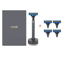 xiaomiyoupin 남성 여성 수동 면도기 wet beard trimmer mens comfy clean shave razor xiaomi smart home kit 용 독일, 세트는 4개의 머리를 추가합니다