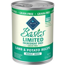 Blue Buffalo Basics Limited 성분 그레인 프리 램 감자 성인 개 사료 통조림 12.5온스 12개입