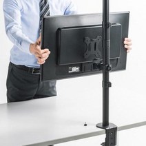 주식용 더블모니터 세로 산와 컴퓨터 모니터 받침대 322723인치 듀얼 2대, 01 듀얼 모니터 상하구조 로봇팔 블랙(32