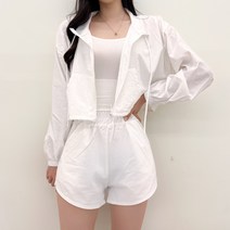 투디 윈디 미니 아노락 집업 반바지 세트 3color
