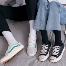 여성용 장목 무지 학생 가을 봄 SET 포장 흰 검정색 비비드칼라 목 양말 삭스 긴 선물