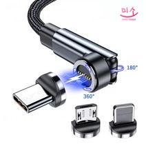 미소공구 고속충전 마그네틱 케이블 C타입 아이폰 5핀 USB 자석, 케이블+커넥터 세트, 케이블 2M+커넥터3종(증정 커넥터 케이스), 레드