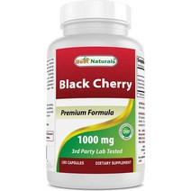 Best Naturals 미국직배송 블렉체리 1000mg 180캡슐 정품 Black Cherry, 2병