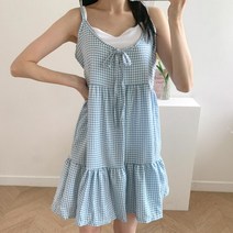 [바보사랑] 겟잇미 무르 끈나시 여름 플레어 여성 나시 원피스