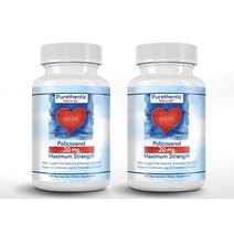 (2팩)Purethentic Naturals 폴리코사놀 혈관청소부 20mg 100 캡슐, 1세트