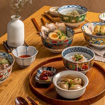 일본 덮밥 일식 그릇 사케동 돈부리볼 면기 3종, 옵션3. 녹차꽃 (16cm)