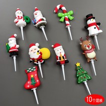 데코픽 크리스마스픽 케이크 장식 산타 토퍼 20개, 노란배낭산타20개
