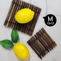 통대나무 울타리 플레이트 정사각 13x13 (튀김접시 초밥 일식 받침 채반 쟁반 감성 홈카페 우드접시), 중형2526, 1개