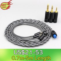 mmcx케이블 멋진 1 플러그 이어폰 헤드폰 AKG N5005 N30 N40 MMCX 2 코어 2.3mm LN008035, 03 4.4mm_01 1.25m
