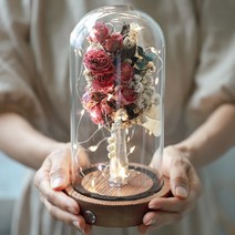 LED 옆 버튼 원목 감성 유리돔 말린 부케 말리기 선물 무드등 DIY 만들기, 대형라이트원목