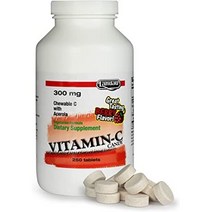 Landau Chewable Vitamin C Candy 300 Mg. Great Tasting Berry Flavor (250 Count), One Color, One Size