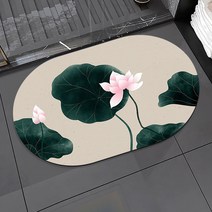 풍수 규조토 발매트 기원연꽃 비단잉어 재물운이 마중 들어오는 홈 빨아쓰는 깨지지 않는 타원형 북유럽 감성 욕실/화장실/주방 빠른 건조 미끄럼방지 노슬립 메모리폼, 재물꽃무늬9번