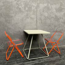 미드 센추리 모던 접이식 플리아 체어 아크릴 홈 카페 이케아 고스트 투명 클리어 의자, 디테일오렌지