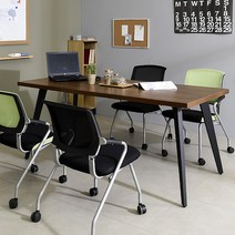 스틸 인더밴 1800테이블 회의용테이블 일자형 책상, 02.1800_라이트월넛