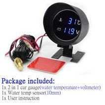 유면계 유량계 범용 2 인 1 LCD 자동차 오일 압력 게이지 + 수온 게이지 온도 센서 오일 압력 센서 12V/, 04 2 IN 1 Gauge