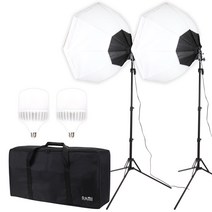 RAMI 라미 사진 영상 촬영용 LED 2등 조명세트 RM-PL60DW, 1set, 팔각 확산형 100W(오펙스) 2등 세트(PL60DW)