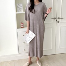 NewCare여성 데일리 플리츠 7부소매 롱원피스