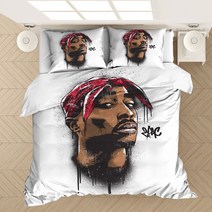 신혼침구 호텔침구 Rapper Tupac 2Pac 3D 프린트 침구 세트 이불 커버 베개 침대 린넨 01