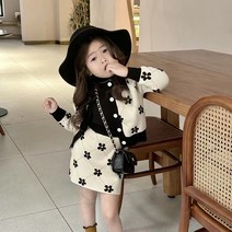 뽀뽀뽀 아동복 유아 여아 블랙플라워 투피스 상하 세트 결혼식 하객룩