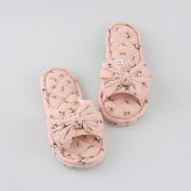 여성 리본 3중쿠션 면실내화 거실 실내용 면슬리퍼, 핑크, 1개