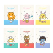 카카오프렌즈 해피모먼트 신학기 무선제본 노트 / 10권 묶음 상품 6권 묶음 상품 / 라이언 어피치 무지 튜브 네오 프로도 / 카카오공책 초등학생공책 중학생공책 과목별공책, 캐릭터별 각1권씩(6권 묶음상품)