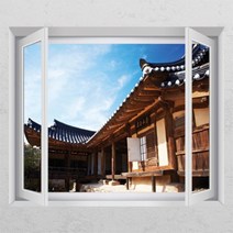 [바보사랑] ih349-하늘아래 기와집_창문그림액자_뮤럴시트지[꾸밈], 상세 설명 참조, 타입선택:D타입-엘레강스실버