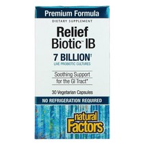 내추럴팩터스 ReliefBiotic IB 7 Billion 30 프로바이오틱스 Vegetarian Capsules, 기본