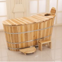 단단하고 두꺼운 나무 목욕 훈증 욕조, 통나무 색깔 길이 160cm x 폭 60 (뚜껑을 가진