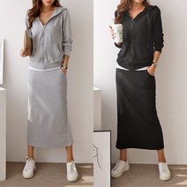 후드집업 롱스커트 트레이닝 세트 빅사이즈 홈웨어