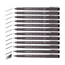 스테들러 피그먼트 라이너펜 308 검정색 신학기준비물 신학기문구 보드마카 마카사인펜, 치슬팁(88249)