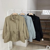 옷자락 여자 가을 빅 카라 야상 사파리 셔링 점퍼 자켓