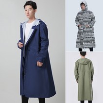 (2+1증정) RC04M 남성우의 트랜치 우의 우비 비옷 롱 레인코트 캠핑 낚시 골프 등산 우의, 블랙