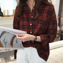 셀러허브 여성패션 [오노마] ONM 여자 체크무늬 셔츠 데일리룩 코디 체크 남방 가을룩