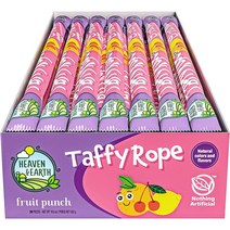 영국직구 Heaven & Earth Fruit Punch Taffy Lope 552g (24팩) 네츄럴 색상 풍미로 제작 고과당 옥수수 시럽 없음 글루텐 프리 인공 없음 코셔 놀랍도록 맛, 수량, 상세참조