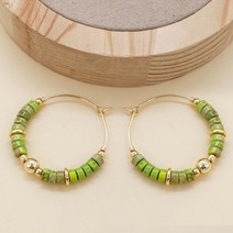 귀걸이 흑요석 쥬얼 여성 진주 Go2Boho 자연 보석 스톤 귀 반지 플랫 페르시 후프 빈티지 쥬얼리 스테인레스 스틸 라운드