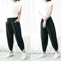 바닐라나인 너무편한 아이스 8부 몸빼바지/밴딩팬츠/조거팬츠 베이직블랙