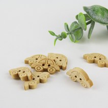 JSTrading (10개) 꼬마자동차 나무단추 예쁜 핸드메이드 뜨개 우드 모양 단추, 10개