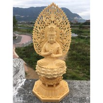 부처님 편백나무 목각 석가모니 보살 공예 십이지 불교용품, 히노키다이리여래28cm높이조각판