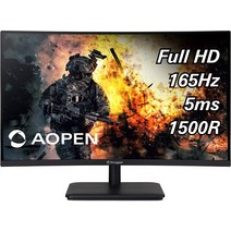 커브드모니터 게이밍 게임 용 듀얼 커브 모니터 AOPEN 27HC5R Xbmiipx 27인치 1500R 곡선형 풀 HD (1920 x, 04 165Hz 재생