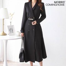 모리스커밍홈 엘레강스 숄카라 더블단추 벨트 원피스 M2101OP601A