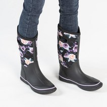 WTW 여성용 레인 부츠 방수 고무 머크 부츠 와이드 카프 네오프렌 단열 겨.. 정품보장, Purple Flowers