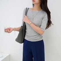데일리앤 굿니스 라운드 레이온 스판 슬림핏 5부 티셔츠