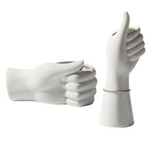 2Pcs 현대 화이트 세라믹 손 모양 꽃병 인체 팔 컨테이너 홈 장식, 하얀색
