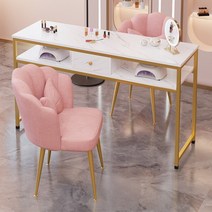 네일샵 테이블 메니큐어 매니쿠어 매니큐어 내일샵 네일숍 테이블 시술대, 자가조립, [서랍업그레이드형]120cm 블랙-골드프레임