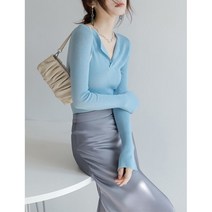 브이넥 니트이너티 슬림핏 스웨터 상의WHC23020723