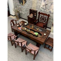 물이흐르는 거실테이블 원목 통나무 사무실 접대실, 3미터+안락의자5개+세트 1개
