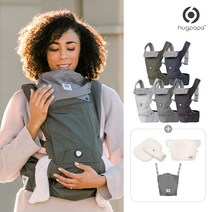 허그파파 NEW 다이얼핏 올인원 아기띠 & 오가닉 침받이 2종 세트, 네이비